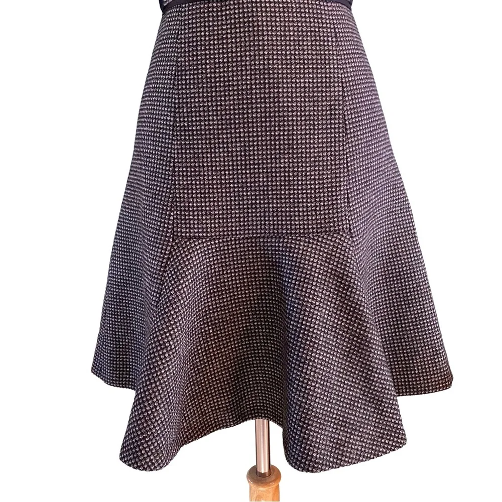 J.Crew Checkered Flutter Dress 00 Wool Tweed Heritage Checks Black Gray Workwear